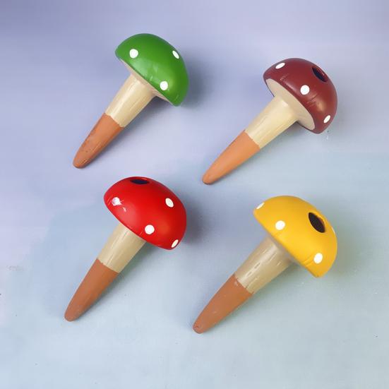 4Pcs Plant Watering Spikes Terracotta Self Watering Globes for Indoor Outdoor Plants Mushroom Shape Automatic Vacation Plant Waterer