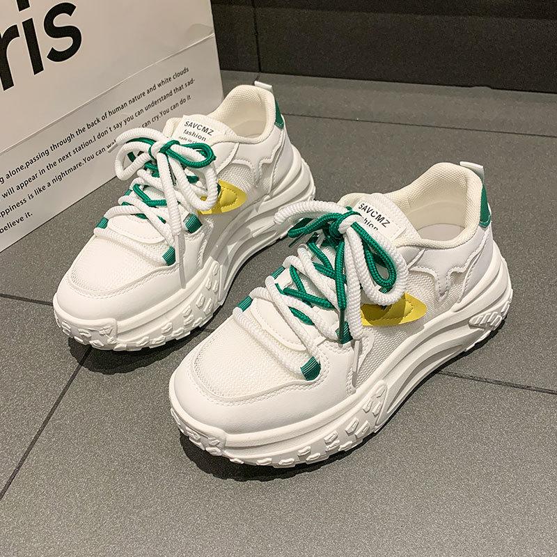 Lightweight shoes shock-absorbing running soft-soled sneakers for women's new spring versatile thick-soled mesh dad shoes for women