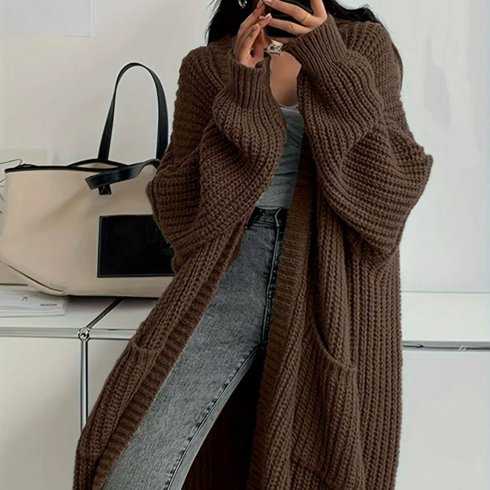 Temperament Long Over-the-knee Sweater Cardigan Women's Autumn and Winter New Lazy Wind Loose Thickened Knitted Jacket Women's Tide