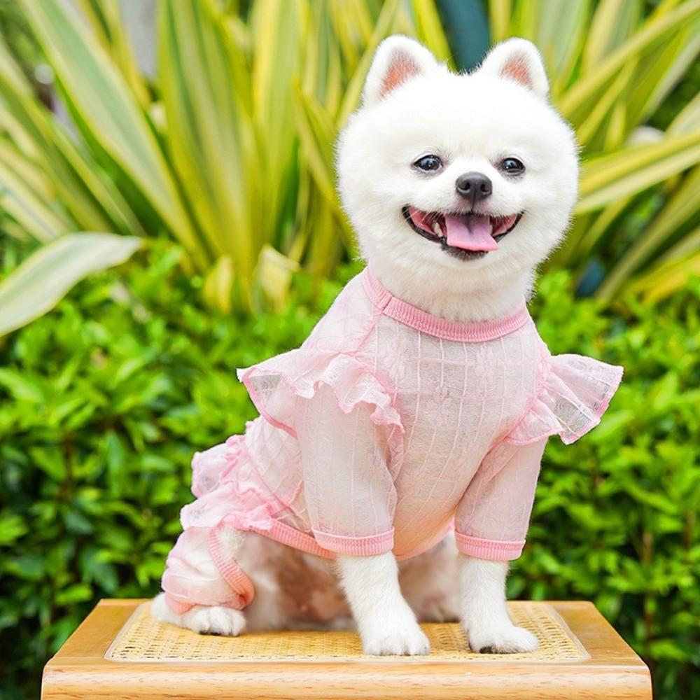 Breathable Dog Cooling Jumpsuit Quick Drying Thin Fabric Dog Mesh Vest Flying Sleeves D-Ring Design Pet Sun Protection Clothes