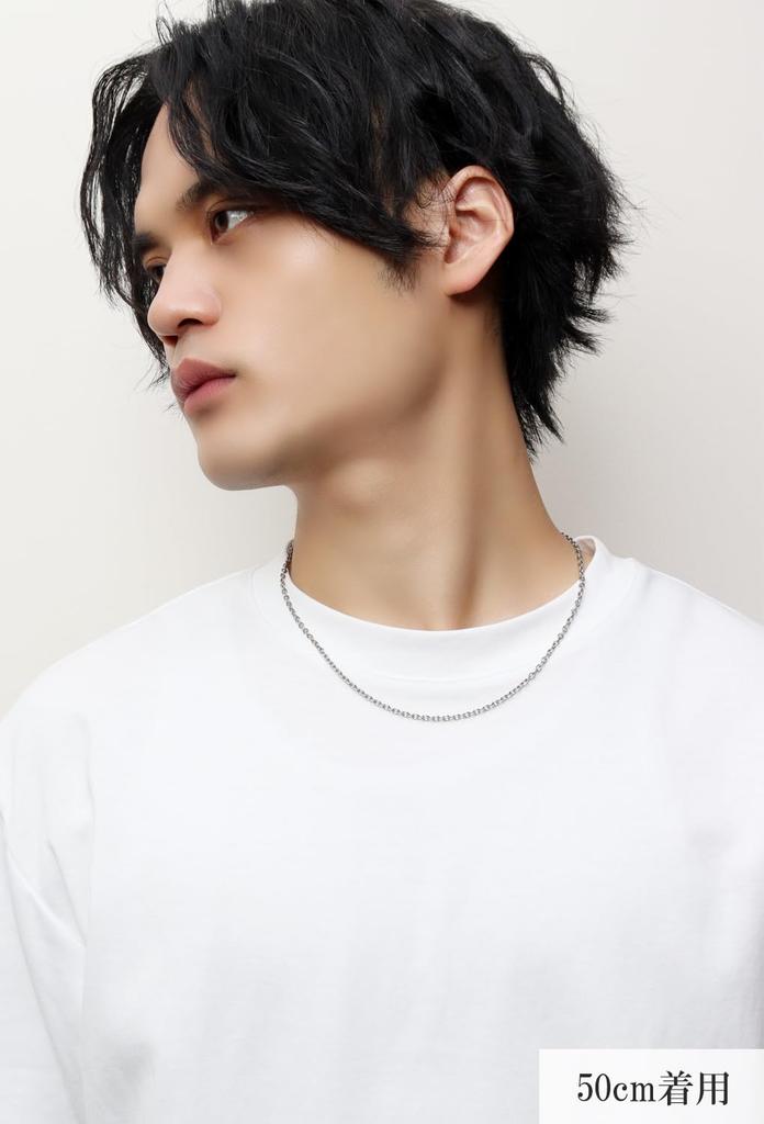 Phiten KJ Limited Edition Titanium Necklace, Azuki Pattern, 3.0mm Wide, 40-60cm (50cm), Made in Japan, Hypoallergenic