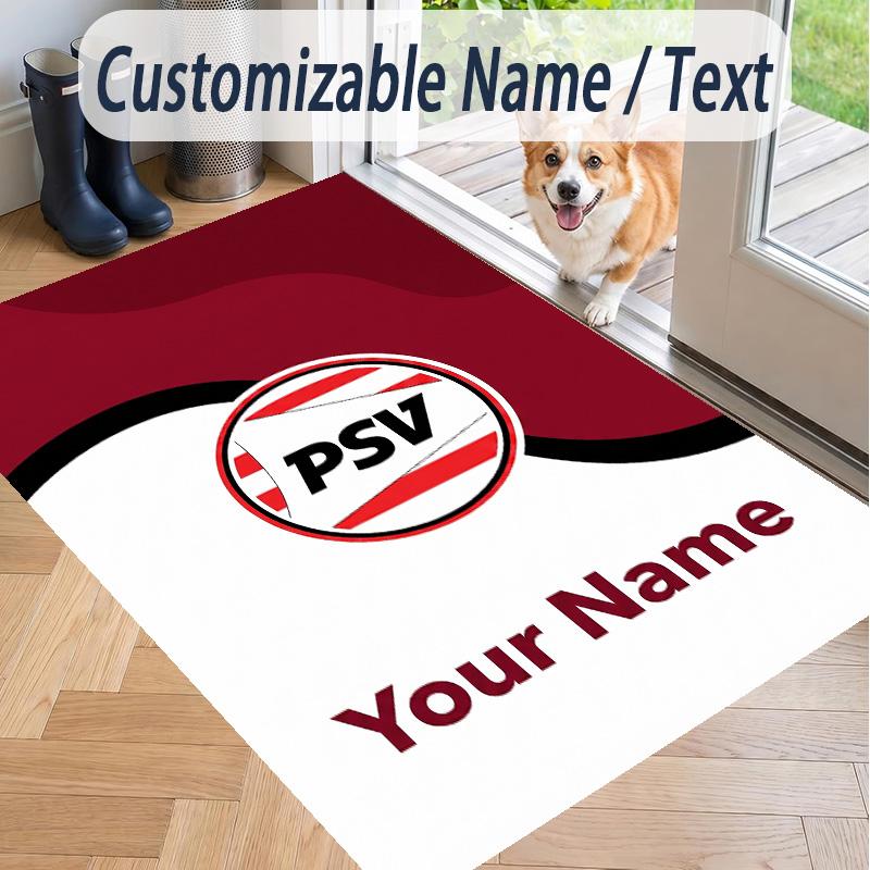 Custom Text Printed Rug PSV Eindhoven FC Non Slip Floor Carpet For Home Room Decor