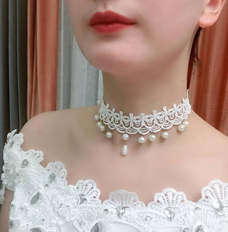 

Элегантное европейское и американское белое кружевное ожерелье на ключицу - изысканные модные украшения