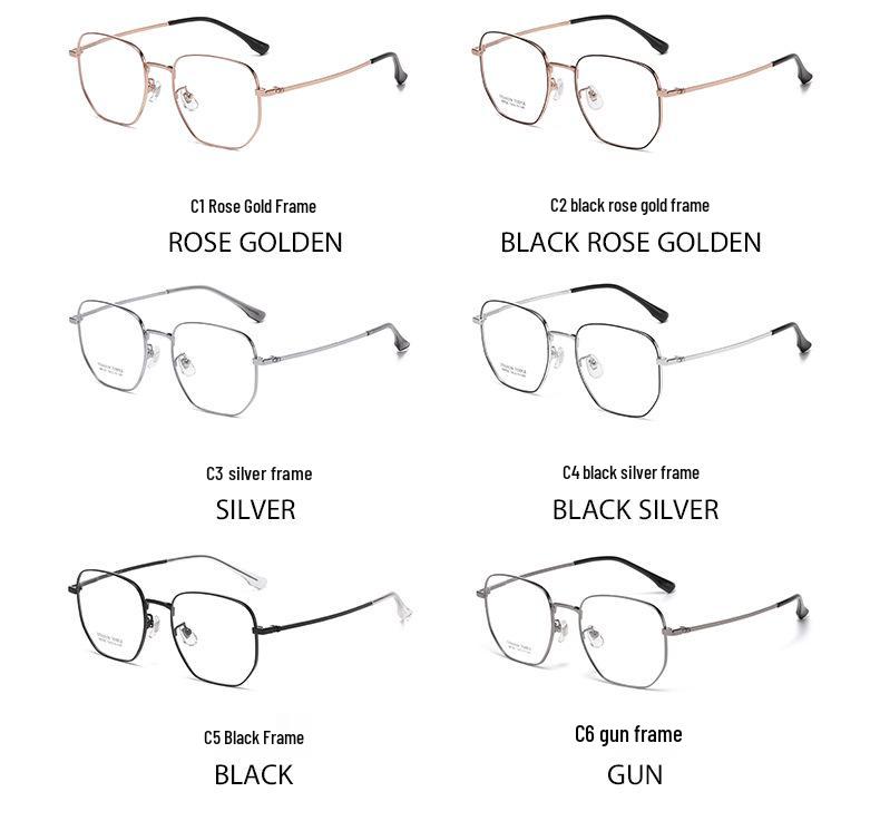 Vintage Ultralight Pure Titanium Eyeglass Frame | Large Polygonal Slim Design | Unisex Minimalist Prescription Glasses