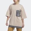 adidas Terrex And Wander Fleece Tunic Color Block Pocket Loose Round Neck Three Quarter Sleeve Sweatshirt Women Sweatshirt Magical-Gray-Brown HR7137