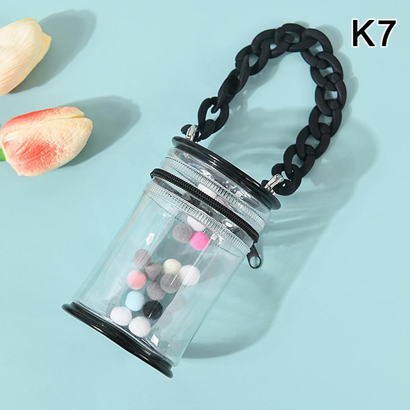 Dustproof Barrel-shaped Mystery Box PVC Organizer Transparent Storage Box Doll Bag Organization With Keychain Case
