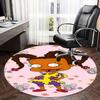 Rugby Round Chair Mat Cartoon Girl Patterned Rug for Home Decor, Office Carpet