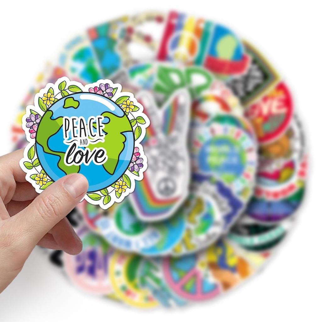 50 World Peace Graffiti Stickers: Trendy, Creative, Waterproof DIY for Phone Cases & Suitcases