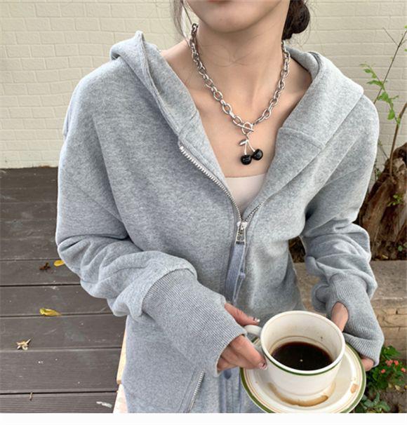 Trendy Korean-Style Slimming Women's Sport Suit: Stylish Spring/Autumn Hoodie & Casual Two-Piece Running Set