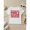 Mărimi europene Fete Modă de vară Tricou cu mânecă scurtă DADDYS LITTLE VALENTINE Imprimeu desen animat carouri și ochi de inimă Gât rotund casual
