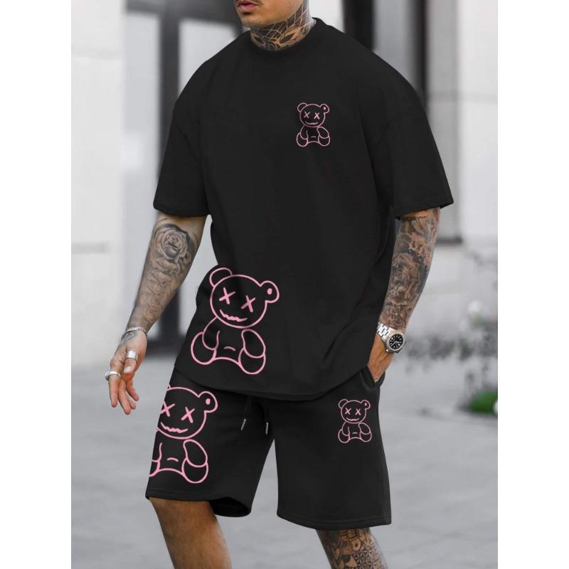 2 Piece Set Summer 2025 Men's Daily T-shirt And Beach Shorts Set Outdoor Casual Men's Short Sleeves Street Style Men's Shorts