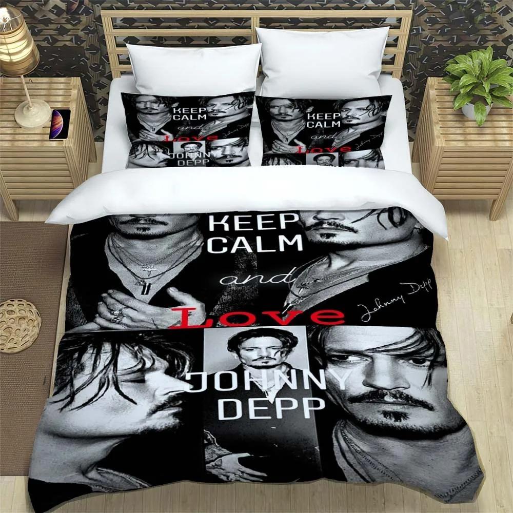 Johnny Depp Pattern Quilt Cover With Pillowcases 3D Digital Printed Bedding Set Twin Full Queen King Gift
