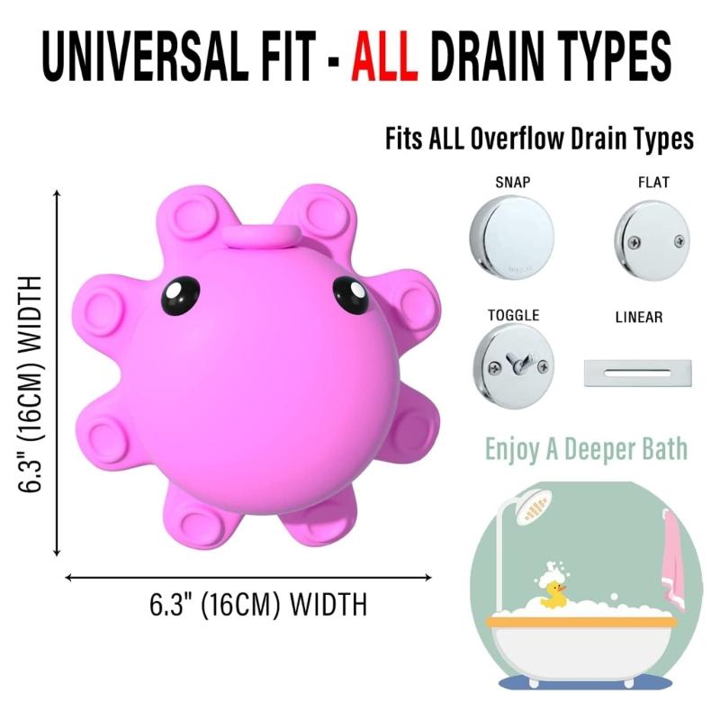 1pc Bathtub Overflow Drain Cover for Tub Rubber Soak Bath Overflow Drain Cover Bathroom Spa Accessories Adds Inches Water