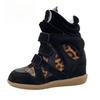 Women's Wedge Heels Chunky Sneakers High Top Platform Shoes Hook and Loop Suede Leather Ankle Boots Walking Casual Shoes 7Cm