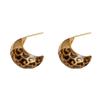 Fashionable Animal Print C Shaped Earrings Sturdy Alloy Material Comfort Fit Irregular Shape For Women