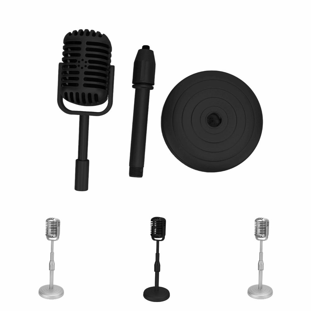 Support Rod Microphone Prop Model Sturdy Base Mic Stand Set Classic Fake Mic Prop  Photo Studio