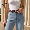 Music Festival Belt Women Cow Pattern Hair Leather Horse Belt Imitation Waist Fabric Covered Buckle Band for Jeans Dresses Slimming