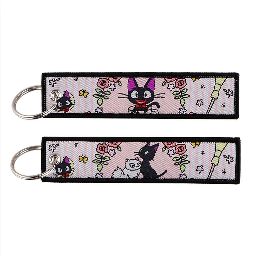 Anime Movie Embroidery Key Fobs White Dragon Key Tags Keychains for Motorcycles Cars Keyring Cosplay Accessories Fans Gifts