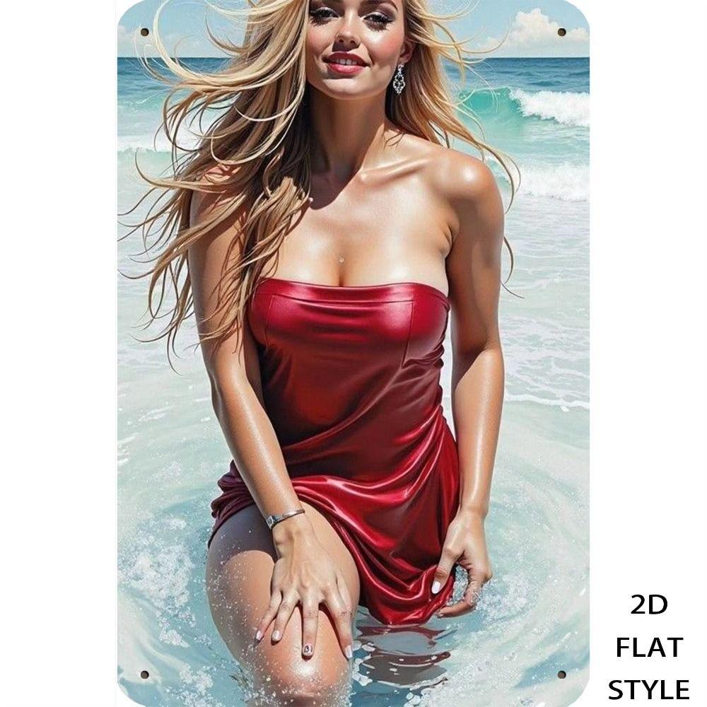 Metal Sign Toilet Gold Dress Retro Wall Decor 20x30 Cm