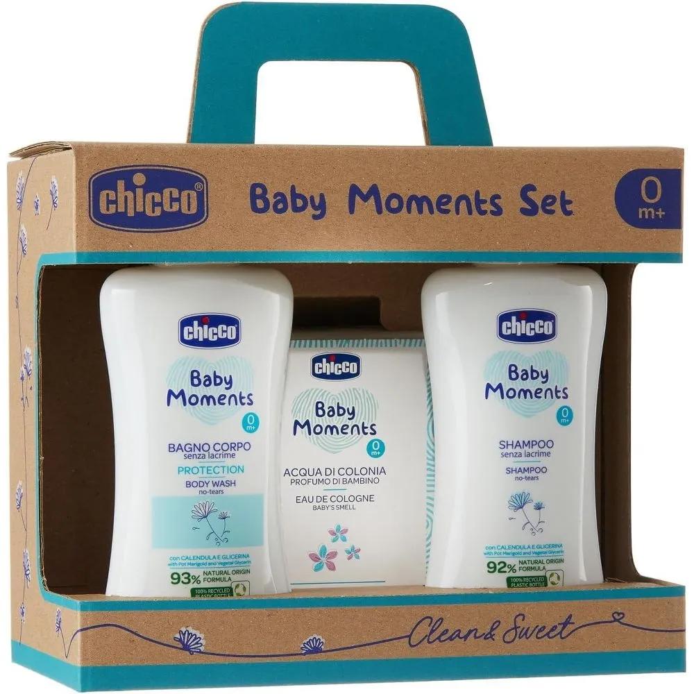 Chicco Baby Moments Набор из 3 предметов Гель для душа Шампунь Туалетная вода