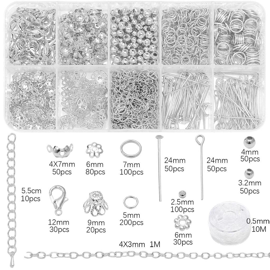 820Pcs Metal Jump Rings, Clasps Lobster Chain Spacer Beads Pin DIY Jewelry Accessories