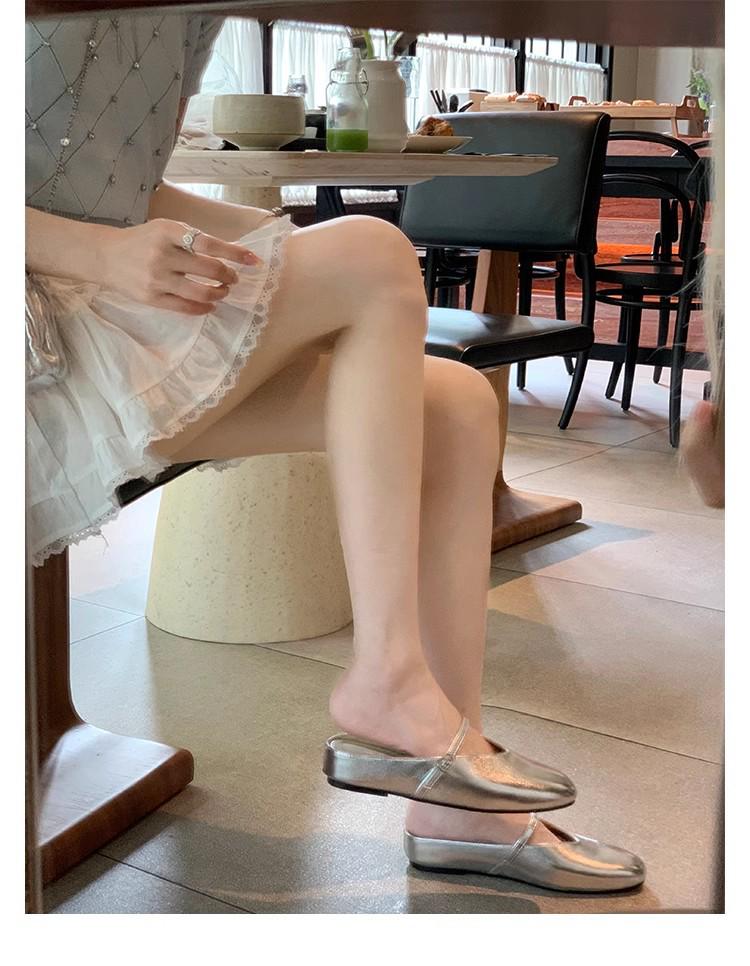 

Su Yinyin-Inspired Peep-Toe Mary Jane Slippers with 3.5cm Lift & Diamond Buckle 37