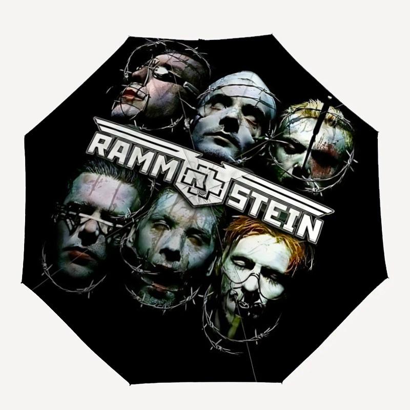 

1 шт. Металева автоматична парасолька Rammstein 8 спиць Портативна складана Чорний залізний каркас для вулиці, пляжу, подорожей, Пляжна парасолька 186