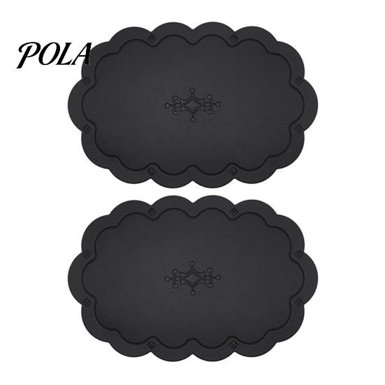 Easy Clean Table Mat 2PCS Leather Placemats, with Embossment Design, Waterproof No-Slip Heat Scratch Resistant Placemat Mats, Flexible Foldable