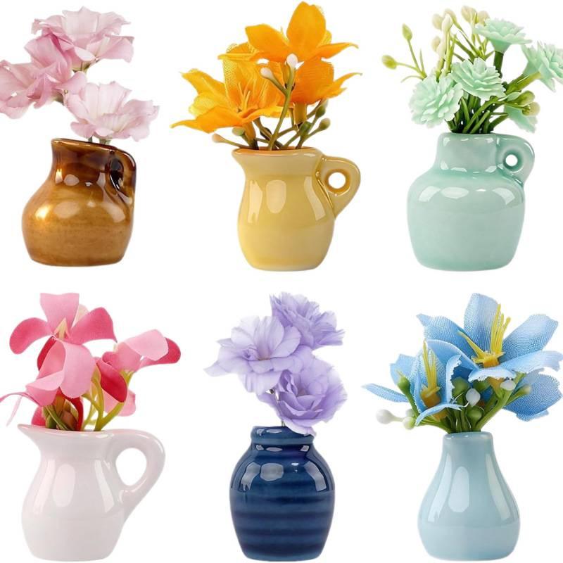 Magnetic Mini Ceramic Vase Ins Style Creative Fridge Decoration Glass Vase Home Desktop Ornament Simple Gift