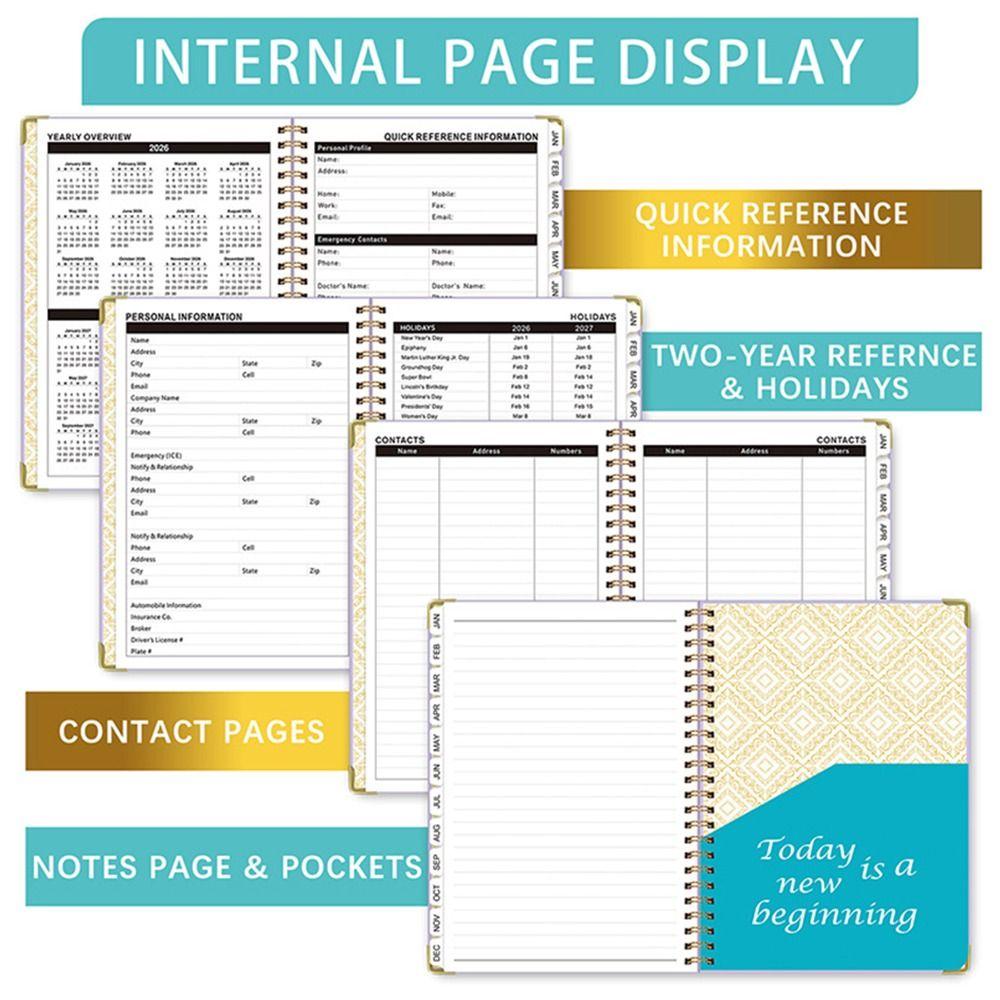 A5 Size 2026 Planner Notebook Yearly Schedule Daily Plan Yearbook Spiral Notebook  Office Supplies