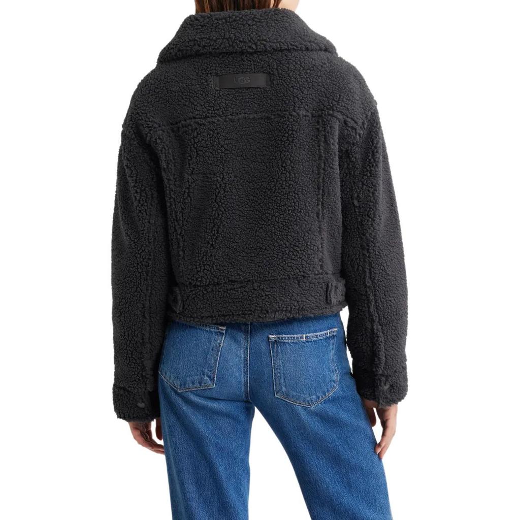 UGG Collar Button Chest Pocket Long Sleeve Fleece Coat Women outerwear 1171459-INK