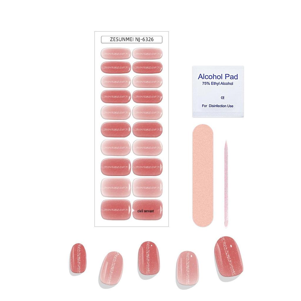Solid Color Cat Eye UV Gel Nail Stickers: Waterproof, Long-Lasting, Light-Curing, Semi-Cured Nail Art.