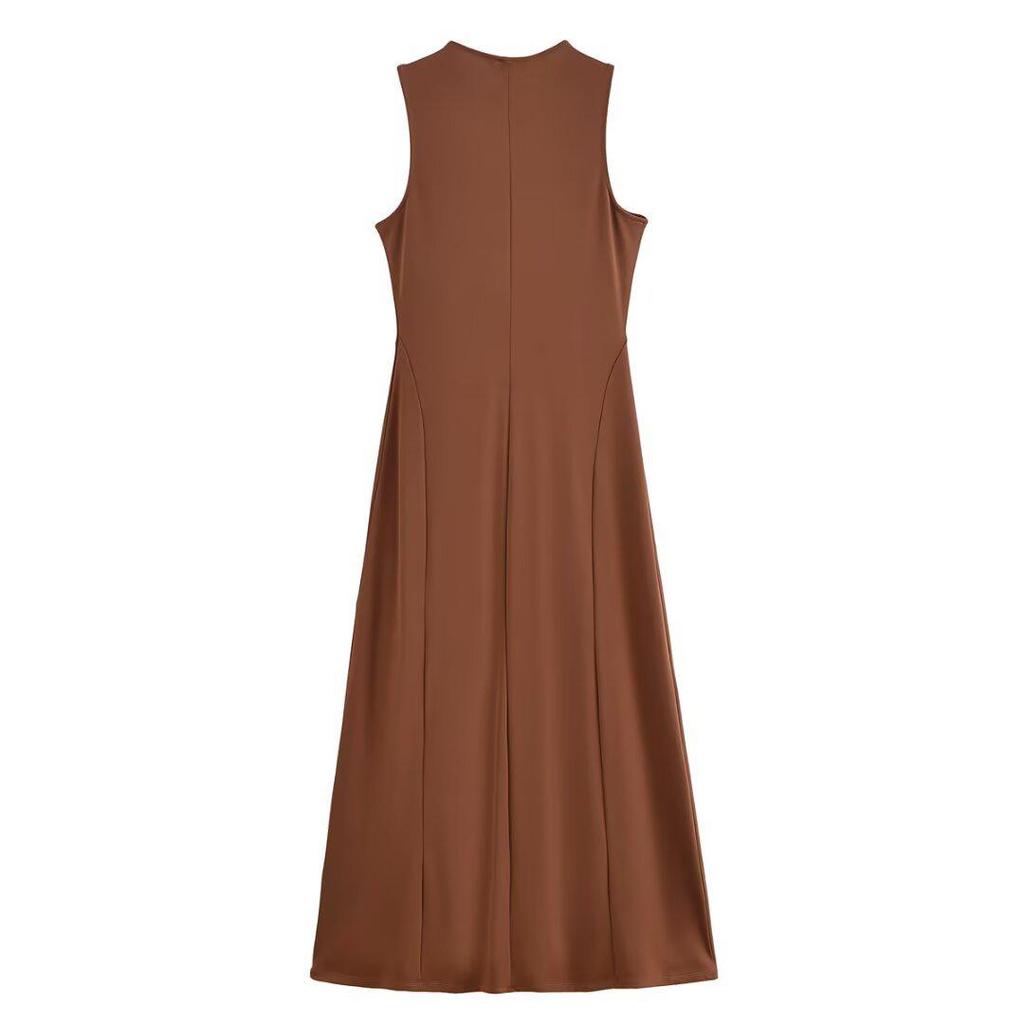 2025 Summer Fashion: Elegant Sleeveless Evening Dress with Chest Tie Design