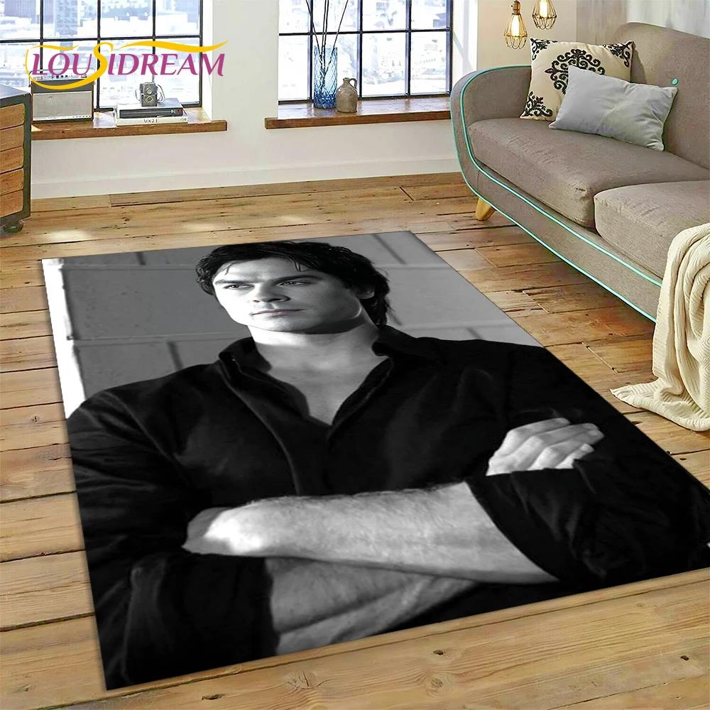The Vampire Diaries Damon Salvatore Carpet Rug for Bedroom Living Room Home Sofa Decoration,Children Game Large Decor Floor Mat