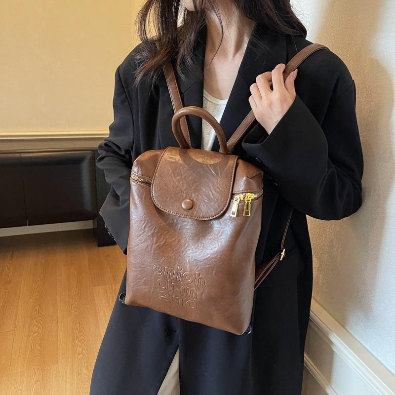 Soft-faced commuter backpack autumn and winter new retro fashion casual versatile handbag feeling backpack bag