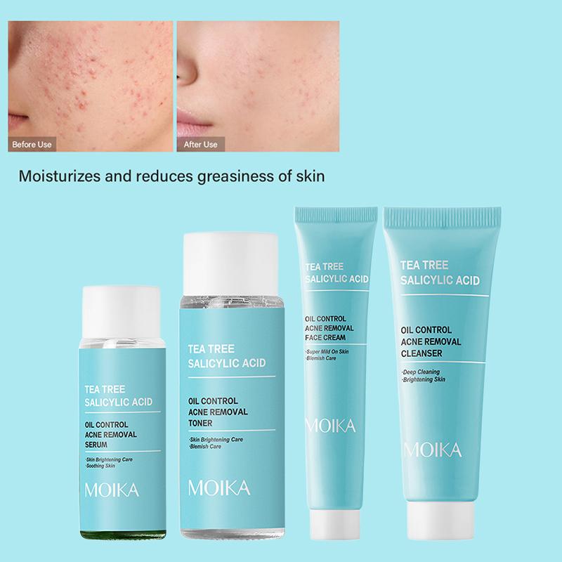 MOIKA Tea Treesalicylic Acidoil Control Acne Removal Set Reduse Blackehead Face Smooth Repairing Skin Care