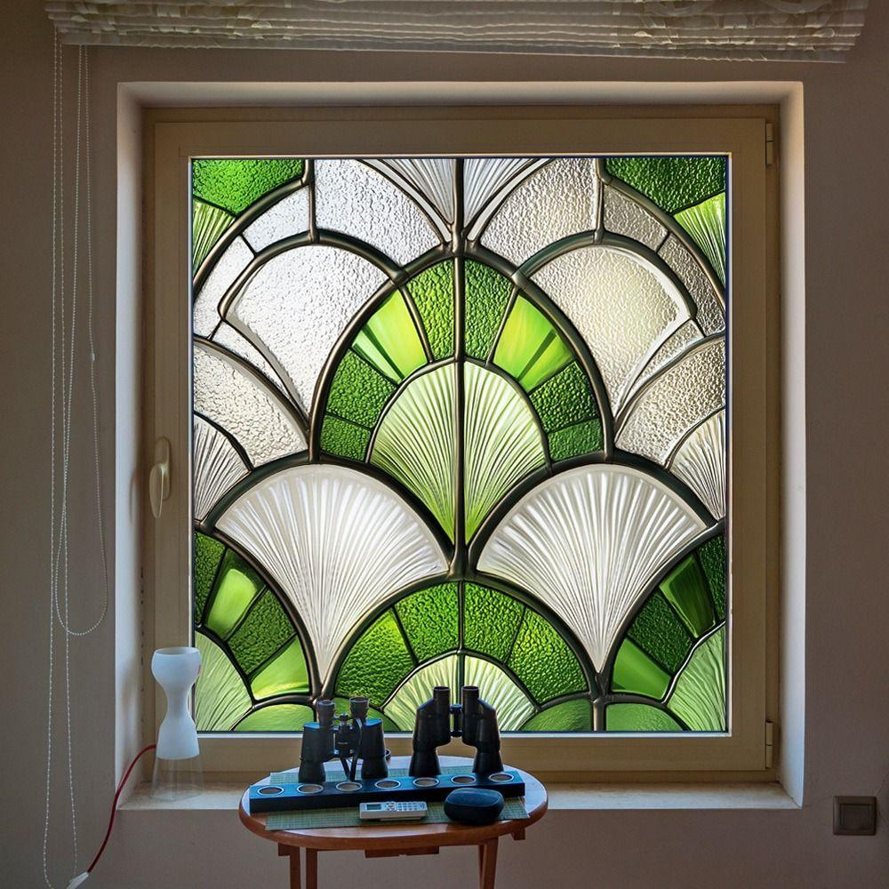 Floral Pattern Static Window Stickers Glass Block Design Decorative Sticker  Home Decoration