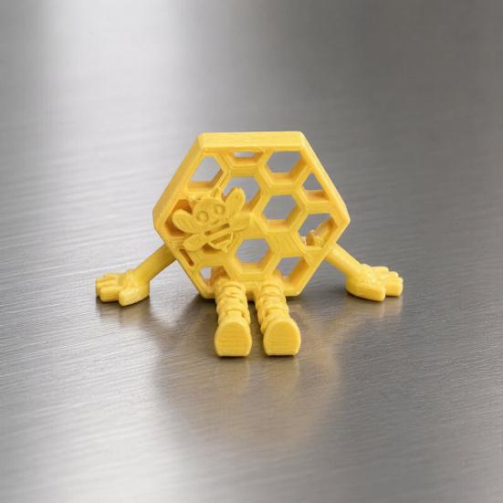 3D Printed Honeycomb Bee Ornament, with Flexible Leg Joint Design, Durable PLA Articulated Toy, No Assembly Needed Toy for Kids Bee Lovers