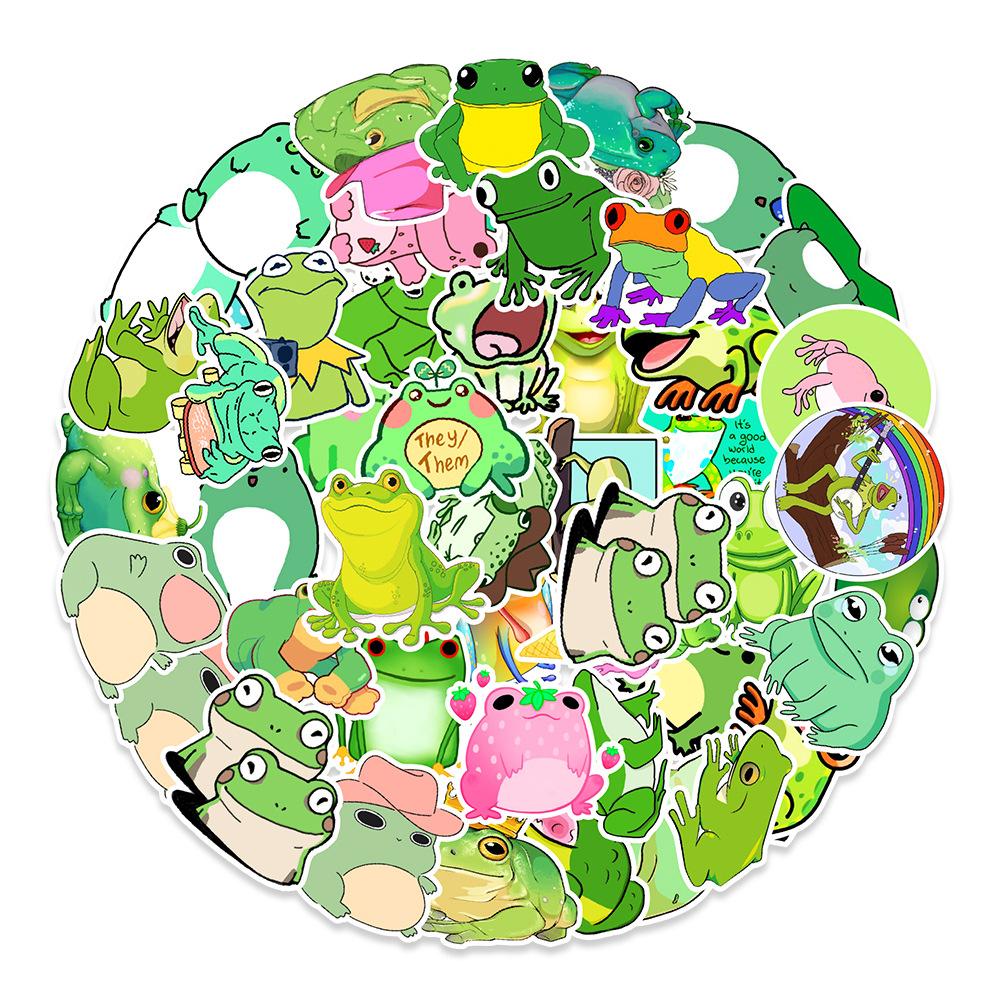 50 Frog Cartoon Graffiti Stickers Car Suitcase Helmet Skateboard Decoration Stickers