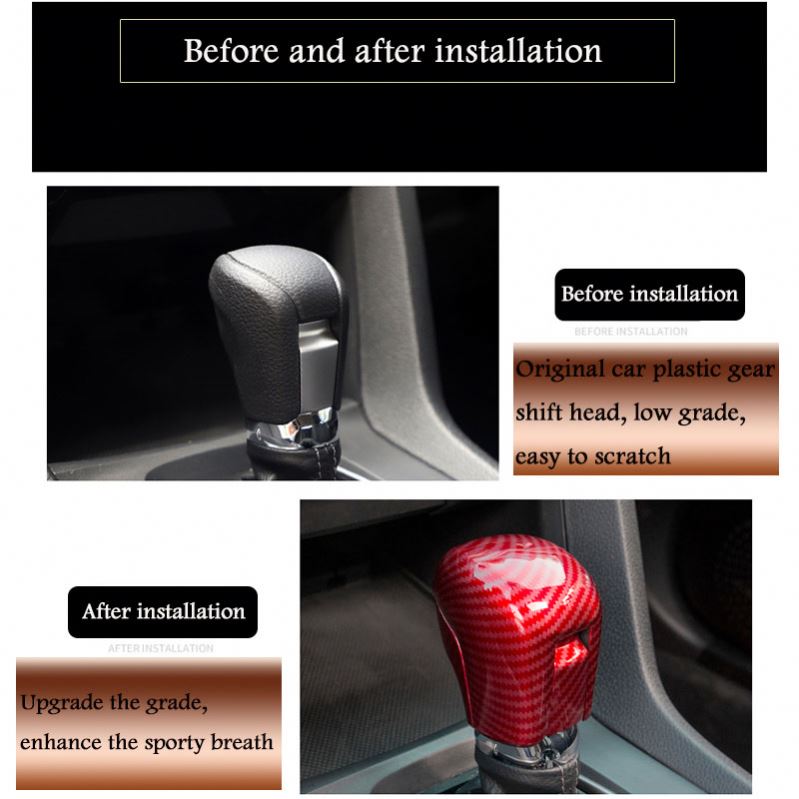 For Honda Civic 10th 2016-2019 Gear Shifting Knob Cover ABS Carbon Fiber CVT Automatic Transmission Lever Trim Car Accessories