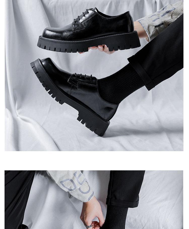 2025 Spring Youth Round Toe Low Heel Lace-up Casual Leather Work Shoes