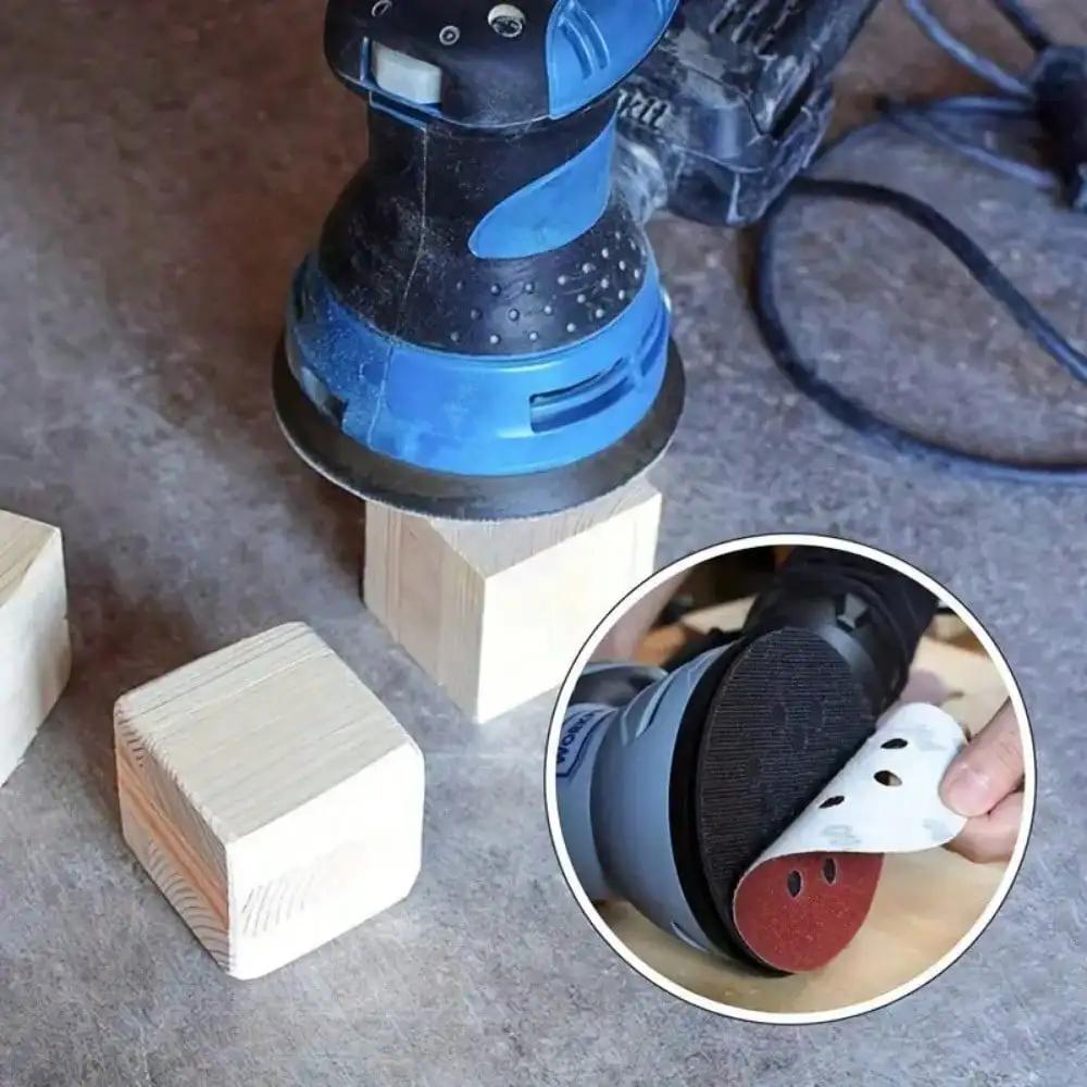 5 Inch 80 Grit Aluminum Oxide Sanding Discs - 8 Hole Hook & Loop for Air Grinder - Red Velvet Sandpaper for Metal/Wood Polishing