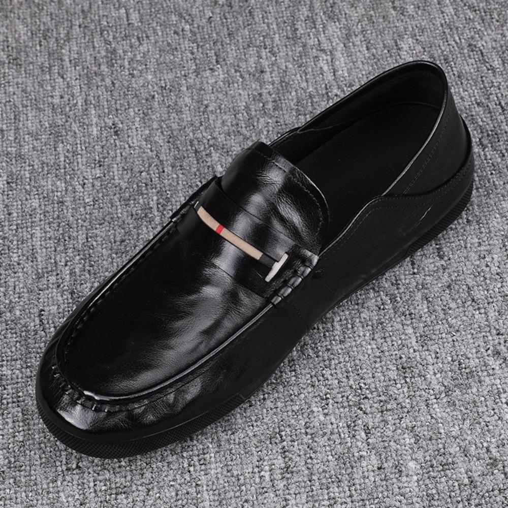 Fashion Men's Casual Leather Shoes Calzado Hombre Shoes Men Leather Original Designer Loafers Men Business Shoes Black Flats
