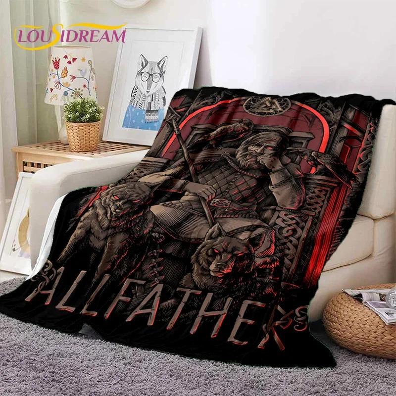 Nordic Viking Odin Valhalla Valknut Soft Flannel Blanket for Beds Bedroom Sofa Picnic,Throw Blanket for Outdoor Leisure Nap Gift