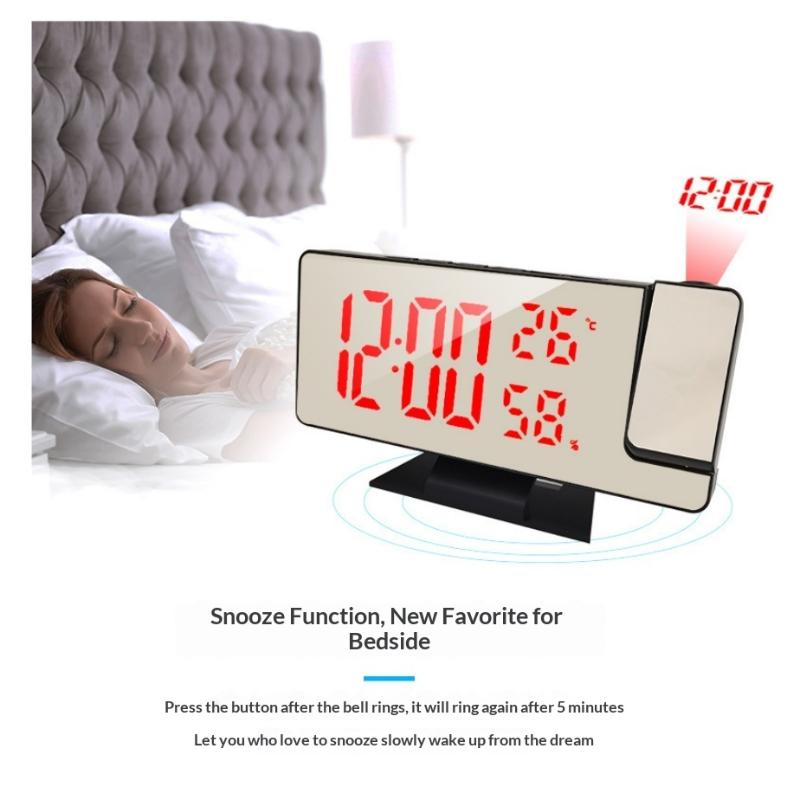 Led Digital Alarm Clock Projection Clock With 180°Rotatable Projector Mirror Large Screen Projection Clock For Home Office Table