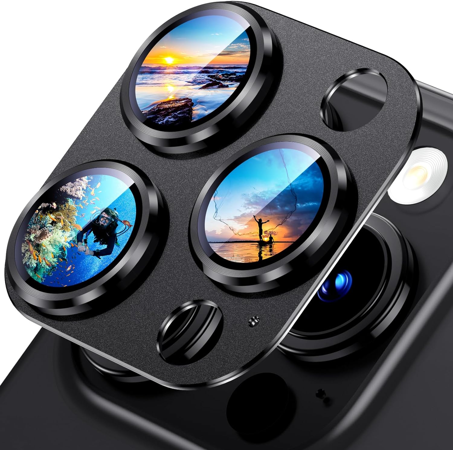 

Черная титановая защитная крышка для объектива камеры для Iphone 15 Pro Max 14 Plus 13 Mini 12 11, металлическое закаленное стекло, задняя защита, Flim аксессуары For iPhone 12 Pro Max чёрный