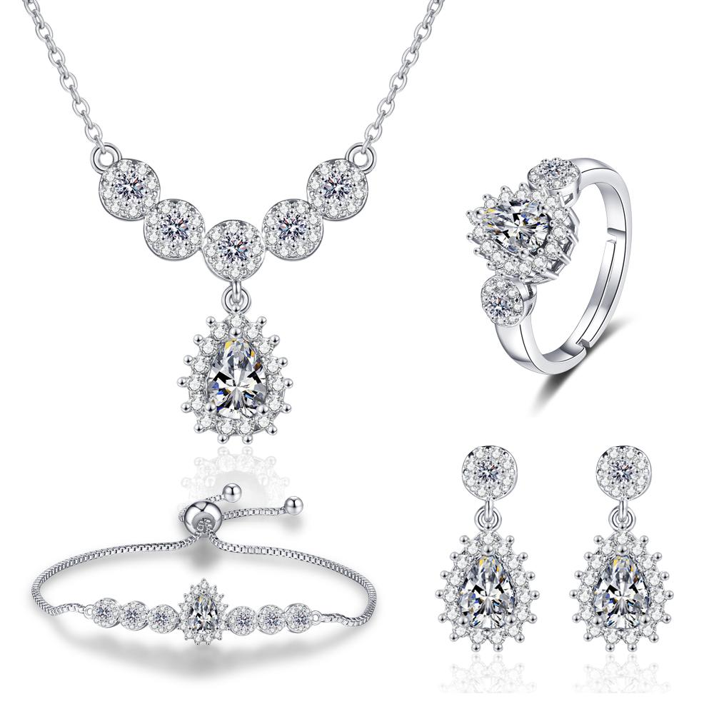 Drop Earrings Necklace Set for Women Vintage Jewelry Set AAAAA Zircon Wedding Engagement Gifts