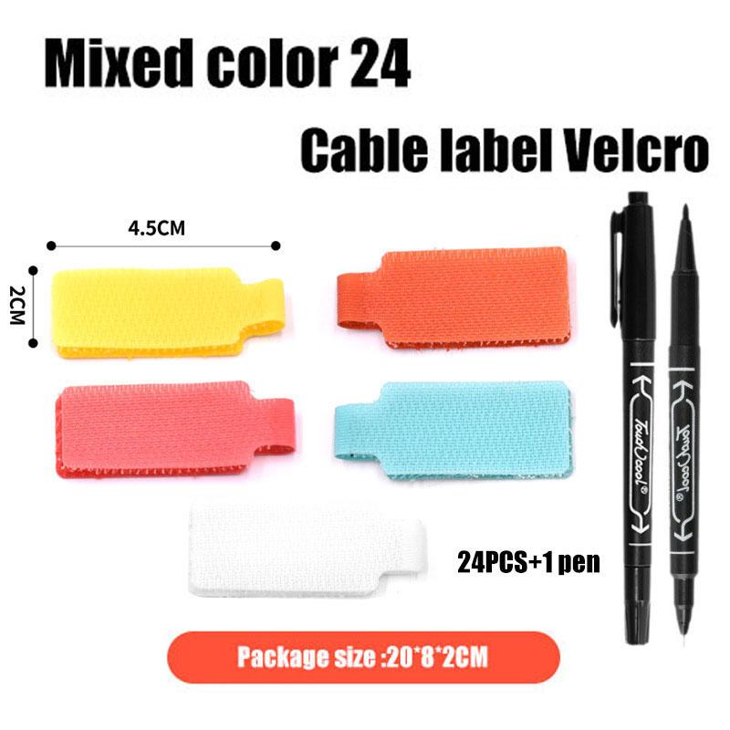 

Класифікація кабелю, 24 шт. Кольоровий логотип для кабелю, кругла квадратна етикетка для кабелю Velac, придатна для запису, самоклеюча наклейка, придатна для запису