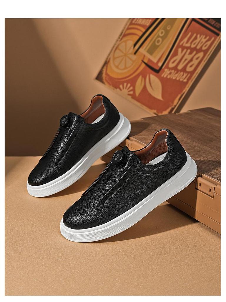 Cardile Crocodile Men's Autumn Skate Shoes: Comfortable, Thick-Soled, Slip-On Leather Casuals