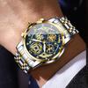 BINBOND Luxury Men's Quartz Watches Stainless Steel Date Chronograph Men Wristwatch Waterproof Luminous Fashion Man Watch
